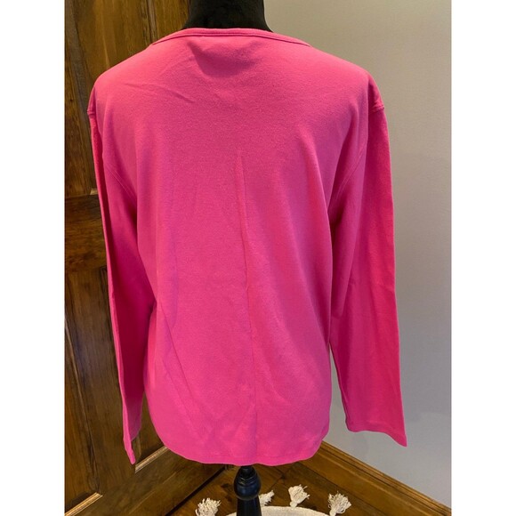 M & C Sportswear T Shirt Bright Pink Size XL Christmas Tree Long Sleeve Holiday - Picture 5 of 9